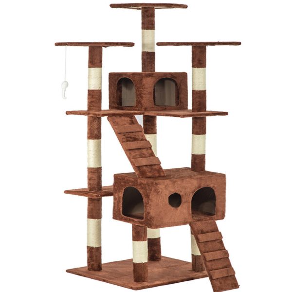 73" Cat Tree Scratcher Play House Condo Furniture Bed Post Pet House - Image 3