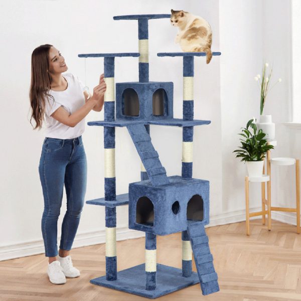 73" Cat Tree Scratcher Play House Condo Furniture Bed Post Pet House - Image 4