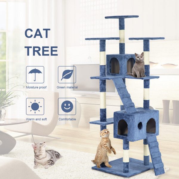 73" Cat Tree Scratcher Play House Condo Furniture Bed Post Pet House - Image 5