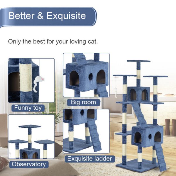 73" Cat Tree Scratcher Play House Condo Furniture Bed Post Pet House - Image 7